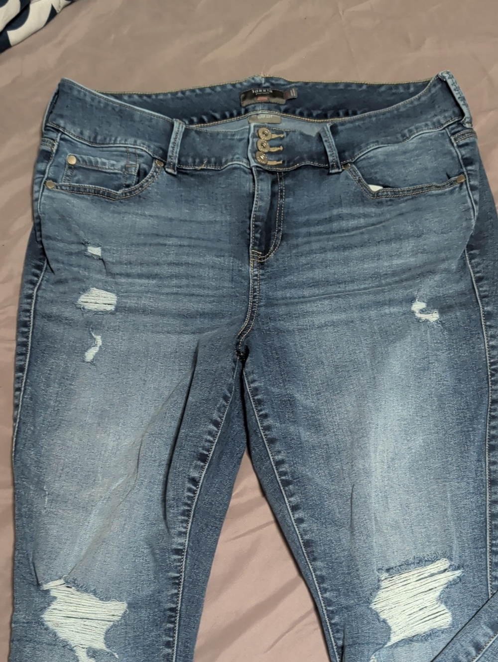 torrid Distressed Medium Blue Skinny Jeans